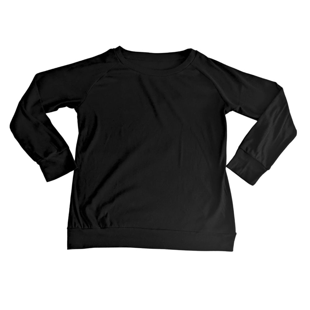 Black Cotton Crew Neck Sweatshirt, Long Sleeve, Size M